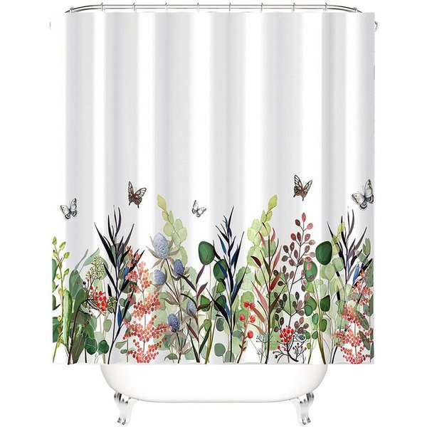 M&W DAS DESIGN Duschvorhang M&W DAS DESIGN Duschvorhang bunt Garten grüne Pflanzen Flora Textil Breite 120 cm