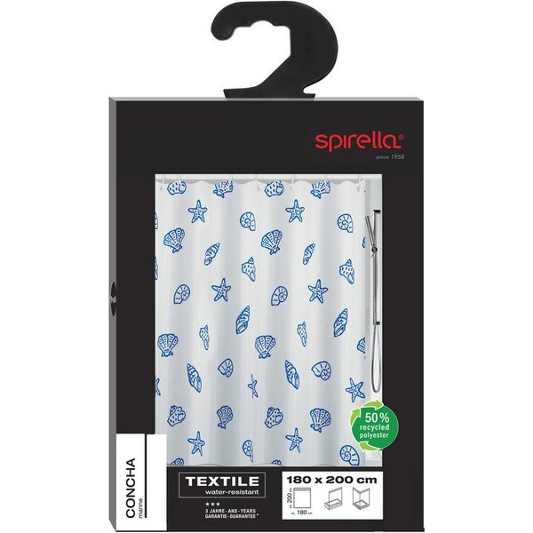 spirella Duschvorhang Spirella Anti-Schimmel Duschvorhang - Anti-Bakteriell, waschbar Breite 180 cm, Anti-Schimmel Textil-Duschvorhang, Polyester, 180x200 cm, w
