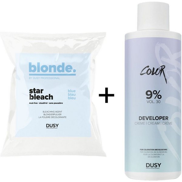 Dusy Professional Blondierpulver Dusy Star Bleach Blondierpulver 500g + Creme Developer 1L, 2-tlg.