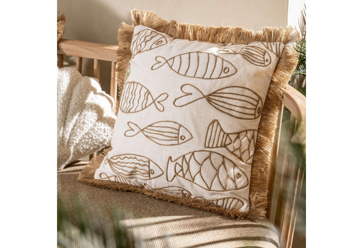 Dutch Decor Kissenhülle 'Nemo' 45 x 45 cm, Mit Fransen, Fischmuster – Bild 5 von 5