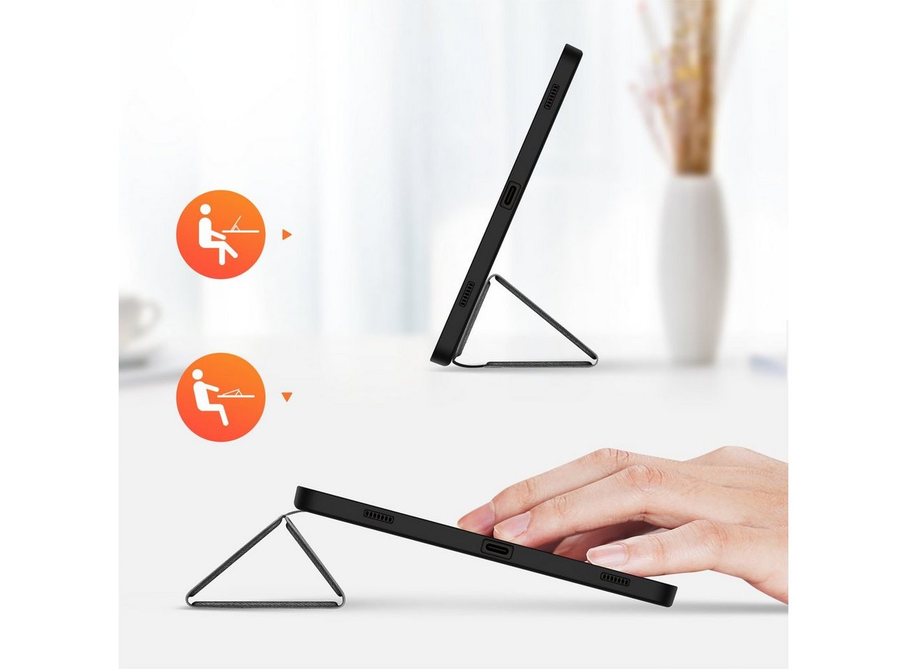 Dux Ducis Tablet-Hülle Domo Smart Sleep Case kompatibel mit Xiaomi Pad 7 Schwarz – Bild 5 von 5