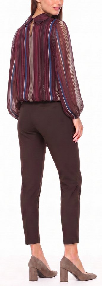 dy_mode Chiffonbluse Damen Bluse Chiffon Langarmbluse mit Glanzfäden Schlupfbluse Leichte Übergangsqualität, vertikalen Streifen-Design – Bild 2 von 5