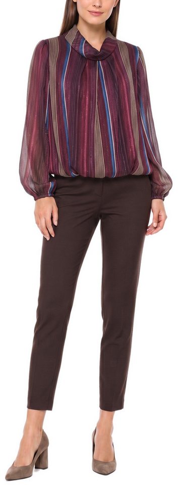 dy_mode Chiffonbluse Damen Bluse Chiffon Langarmbluse mit Glanzfäden Schlupfbluse Leichte Übergangsqualität, vertikalen Streifen-Design – Bild 3 von 5