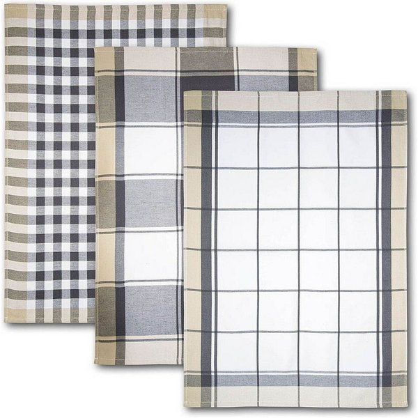 Dyckhoff Geschirrtuch 3 Geschirrtücher Karo - grau/beige