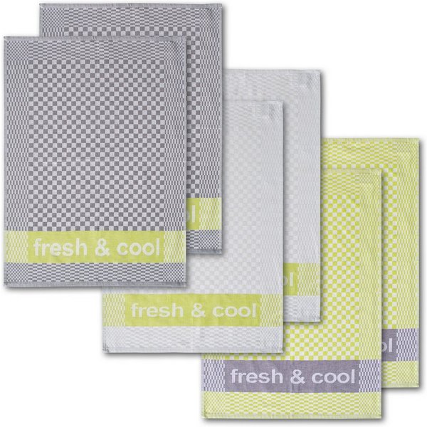 Dyckhoff Geschirrtuch Fresh & Cool, Maße je Tuch ca. 50x70 cm, (Set, 6-tlg), mit drei verschiedenen Motiven