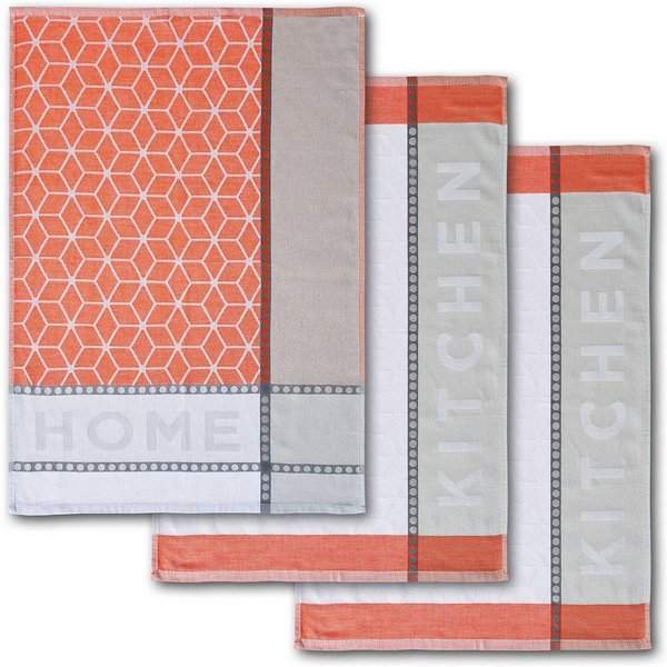 Dyckhoff Geschirrtuch HOME & KITCHEN, Maße je Tuch ca. 50x70 cm, aus 100% Baumwolle, (Set, 3-tlg), mit zwei verschiedenen Motiven