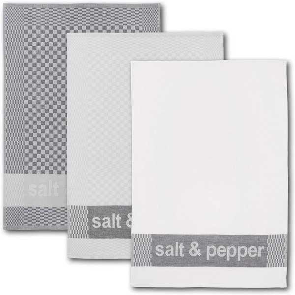 Dyckhoff Geschirrtuch Salt & Pepper, Maße je Tuch ca. 50x70 cm, (Set, 3-tlg), mit drei verschiedenen Motiven