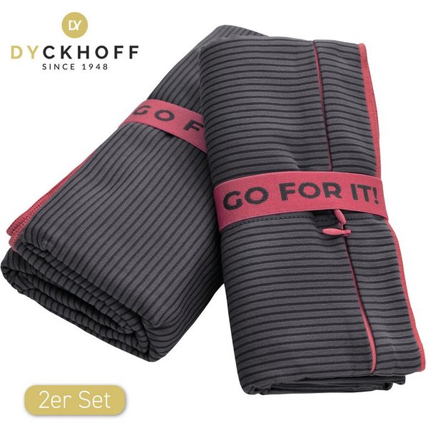 Dyckhoff Handtuch Mikrofaser Sporttuch Struktur, Microfaser (2-St), Mit Überstülpkapuze, Schnelltrocknend, Leicht, Reißverschlusstasche
