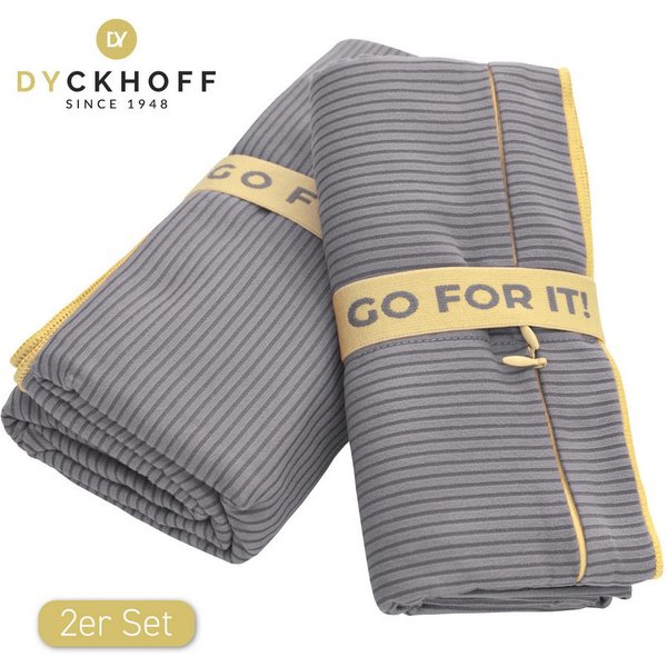 Dyckhoff Handtuch Mikrofaser Sporttuch Struktur, Microfaser (2-St), Mit Überstülpkapuze, Schnelltrocknend, Leicht, Reißverschlusstasche