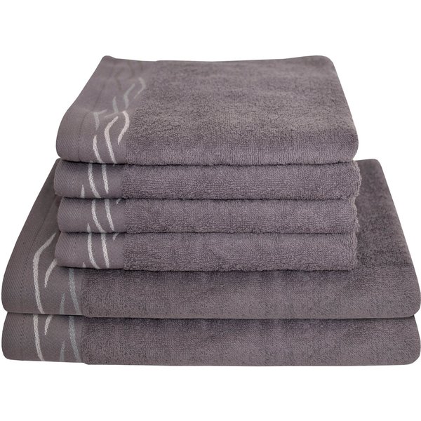 Dyckhoff Handtuch Set Wave, Frottier (Set, 6-St), mit Jacquard-Bordüre,4 Handtücher (50x100cm), 2 Duschtücher (70x140cm)
