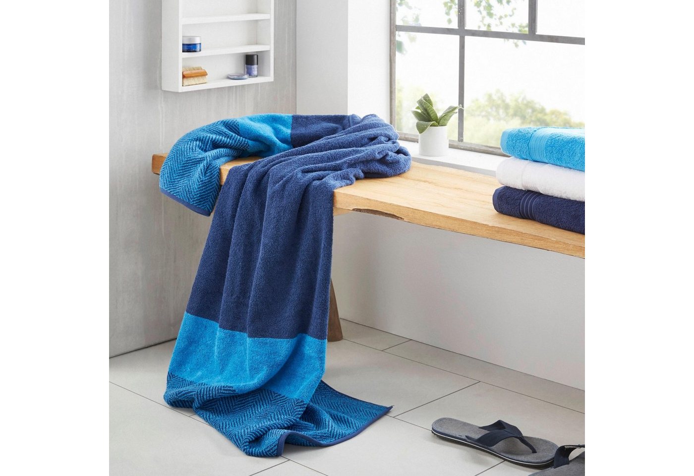Dyckhoff Saunatuch Two-Tone Stripe, Walkfrottee (1-St), Made in Germany, aus 100% Baumwolle, trocknergeeignet – Bild 2 von 5