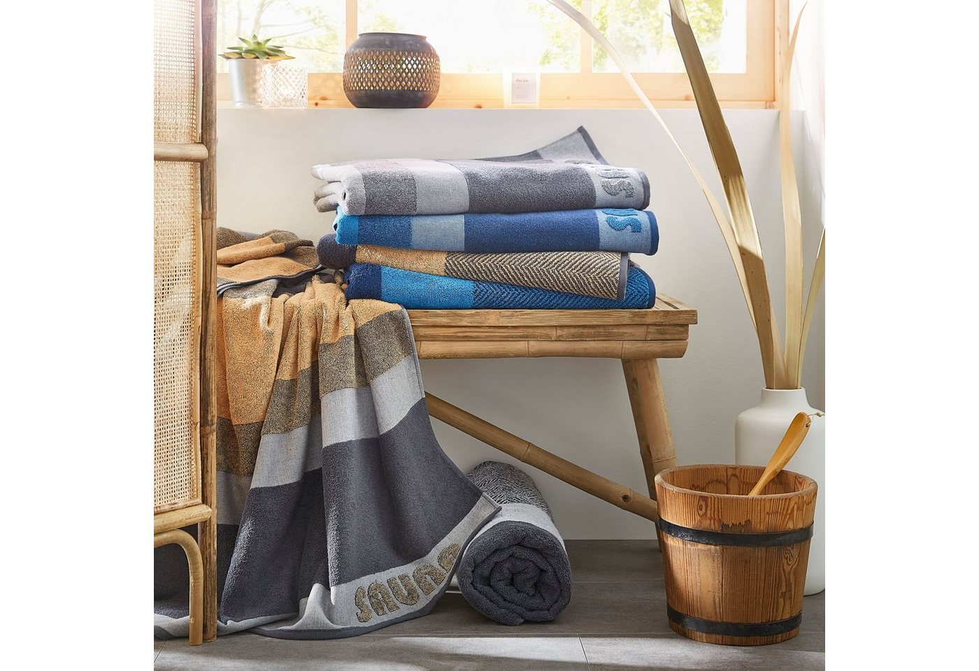 Dyckhoff Saunatuch Two-Tone Stripe, Walkfrottee (1-St), Made in Germany, aus 100% Baumwolle, trocknergeeignet – Bild 4 von 5