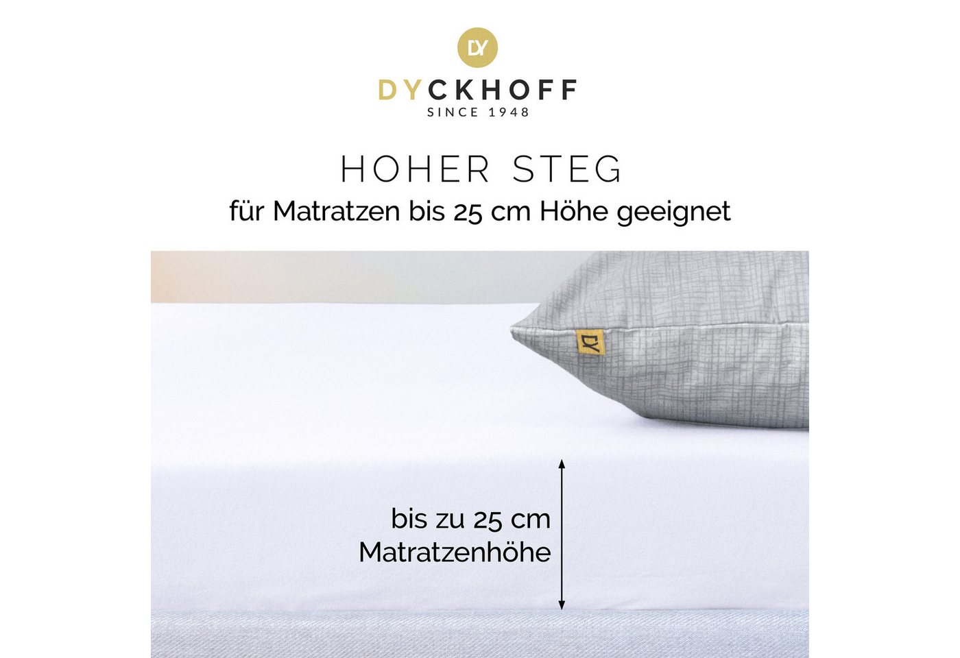 Dyckhoff Spannbettlaken Uni, Jersey, Gummizug: rundum, (1 Stück), Angenehm weich, besonders flexibel, bis 25cm Matratzenhöhe – Bild 4 von 5