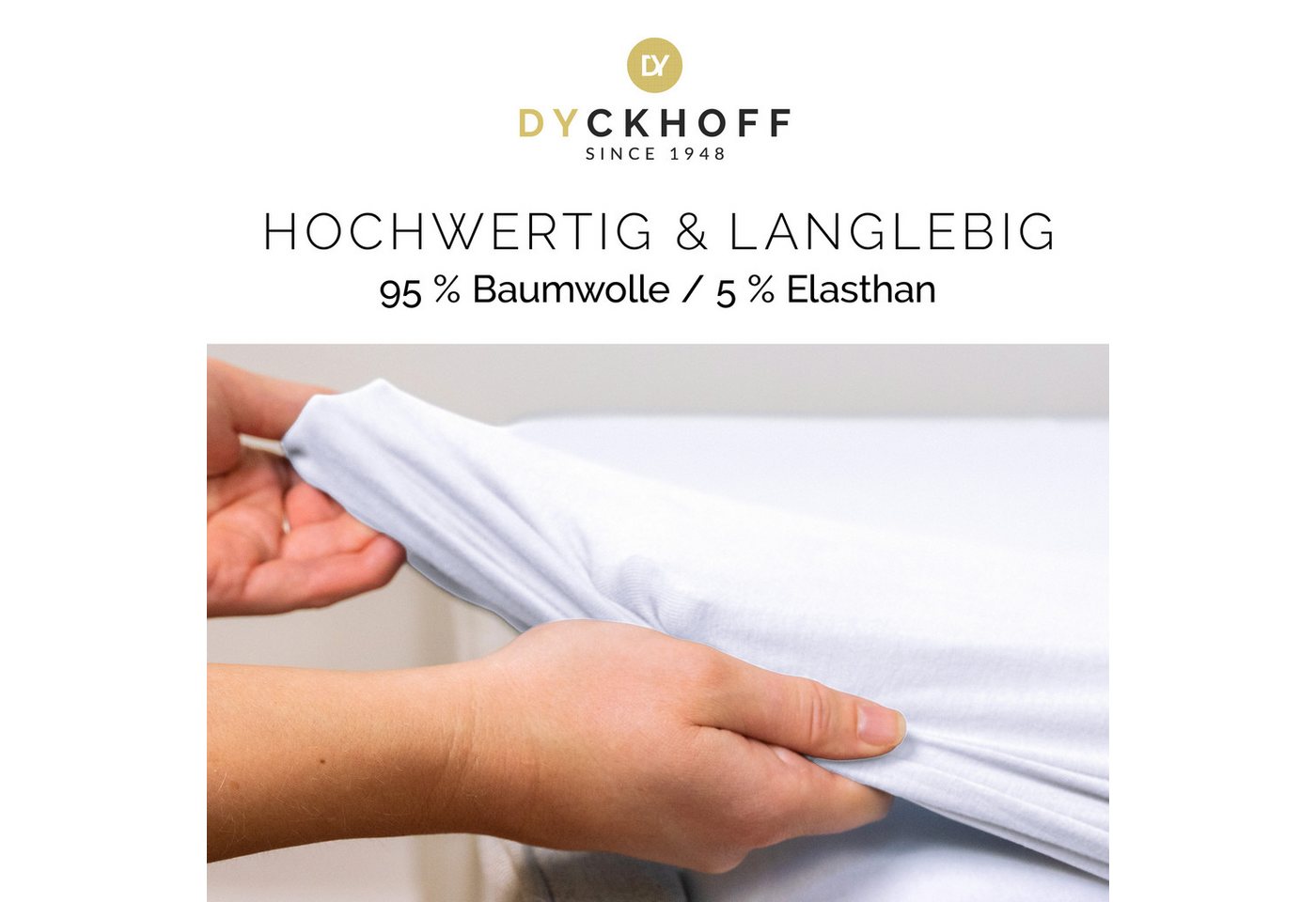 Dyckhoff Spannbettlaken Uni, Jersey, Gummizug: rundum, (1 Stück), Angenehm weich, besonders flexibel, bis 25cm Matratzenhöhe – Bild 5 von 5