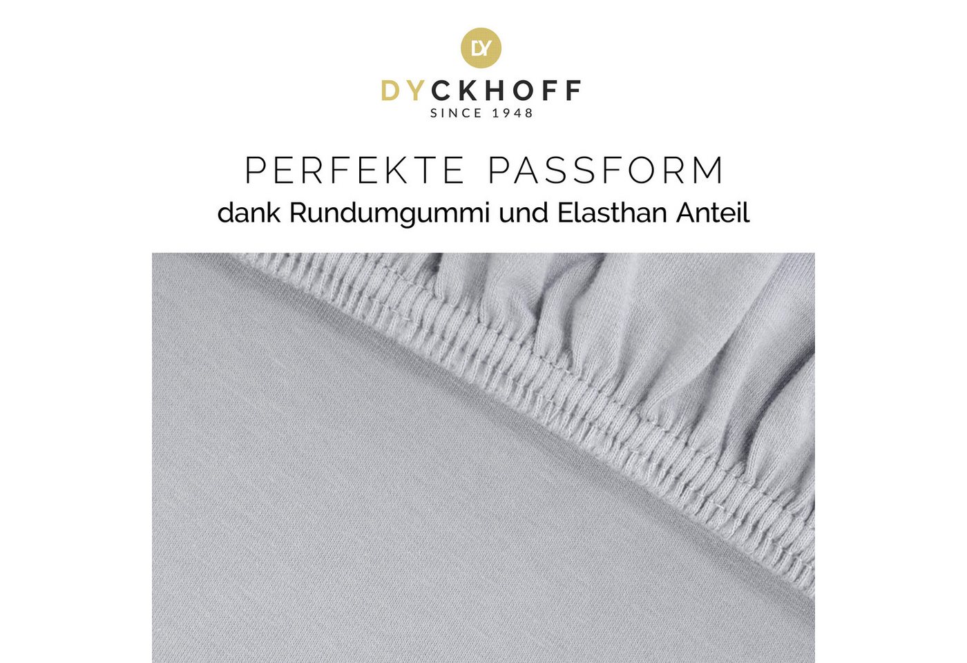 Dyckhoff Spannbettlaken Uni, Jersey, Gummizug: rundum, (1 Stück), Angenehm weich, besonders flexibel, bis 25cm Matratzenhöhe – Bild 3 von 5