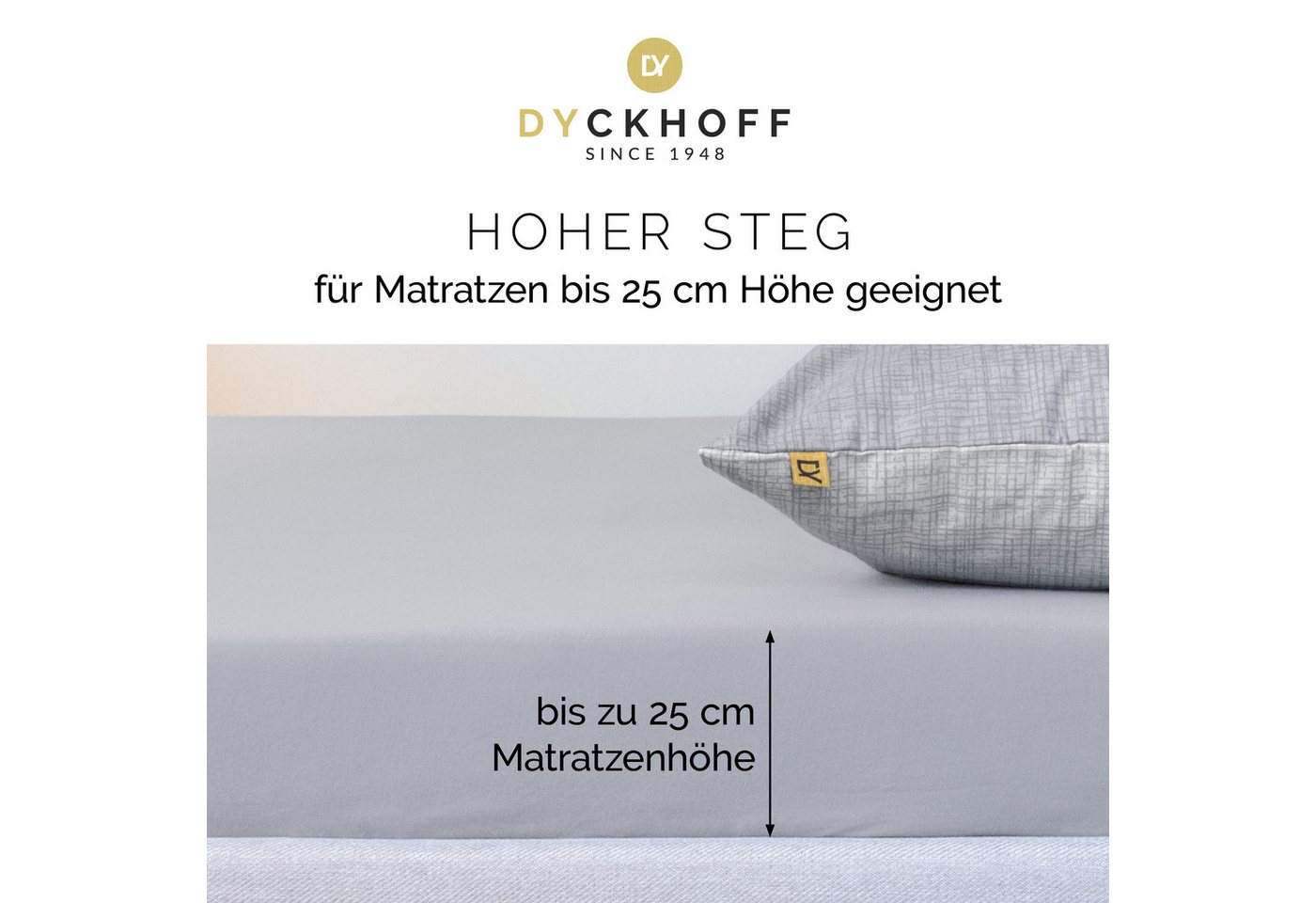 Dyckhoff Spannbettlaken Uni, Jersey, Gummizug: rundum, (1 Stück), Angenehm weich, besonders flexibel, bis 25cm Matratzenhöhe – Bild 4 von 5