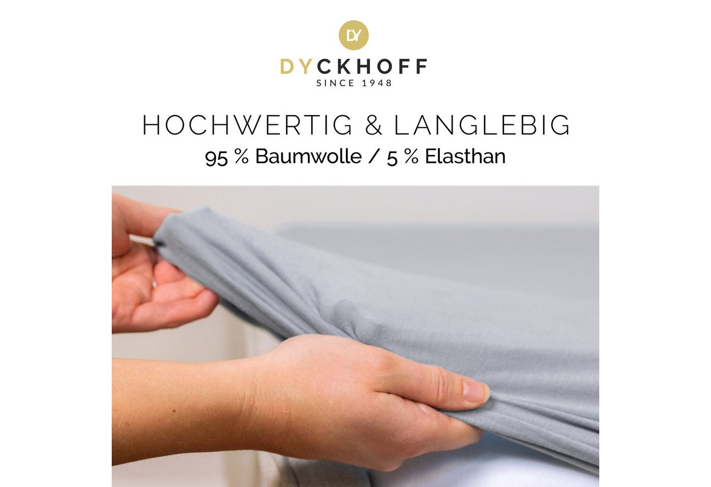 Dyckhoff Spannbettlaken Uni, Jersey, Gummizug: rundum, (1 Stück), Angenehm weich, besonders flexibel, bis 25cm Matratzenhöhe – Bild 5 von 5