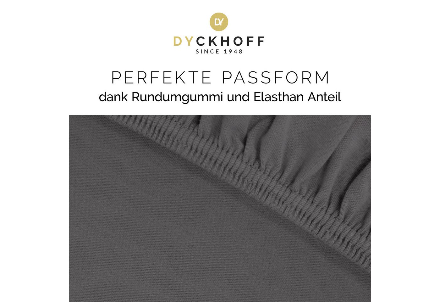 Dyckhoff Spannbettlaken Uni, Jersey, Gummizug: rundum, (1 Stück), Angenehm weich, besonders flexibel, bis 25cm Matratzenhöhe – Bild 3 von 5