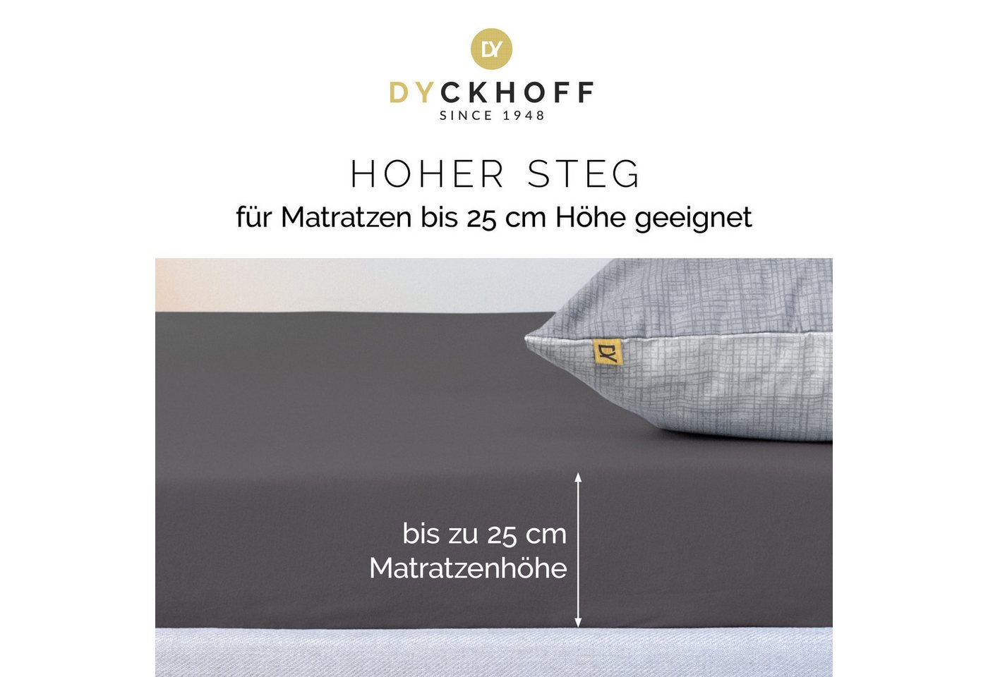 Dyckhoff Spannbettlaken Uni, Jersey, Gummizug: rundum, (1 Stück), Angenehm weich, besonders flexibel, bis 25cm Matratzenhöhe – Bild 4 von 5