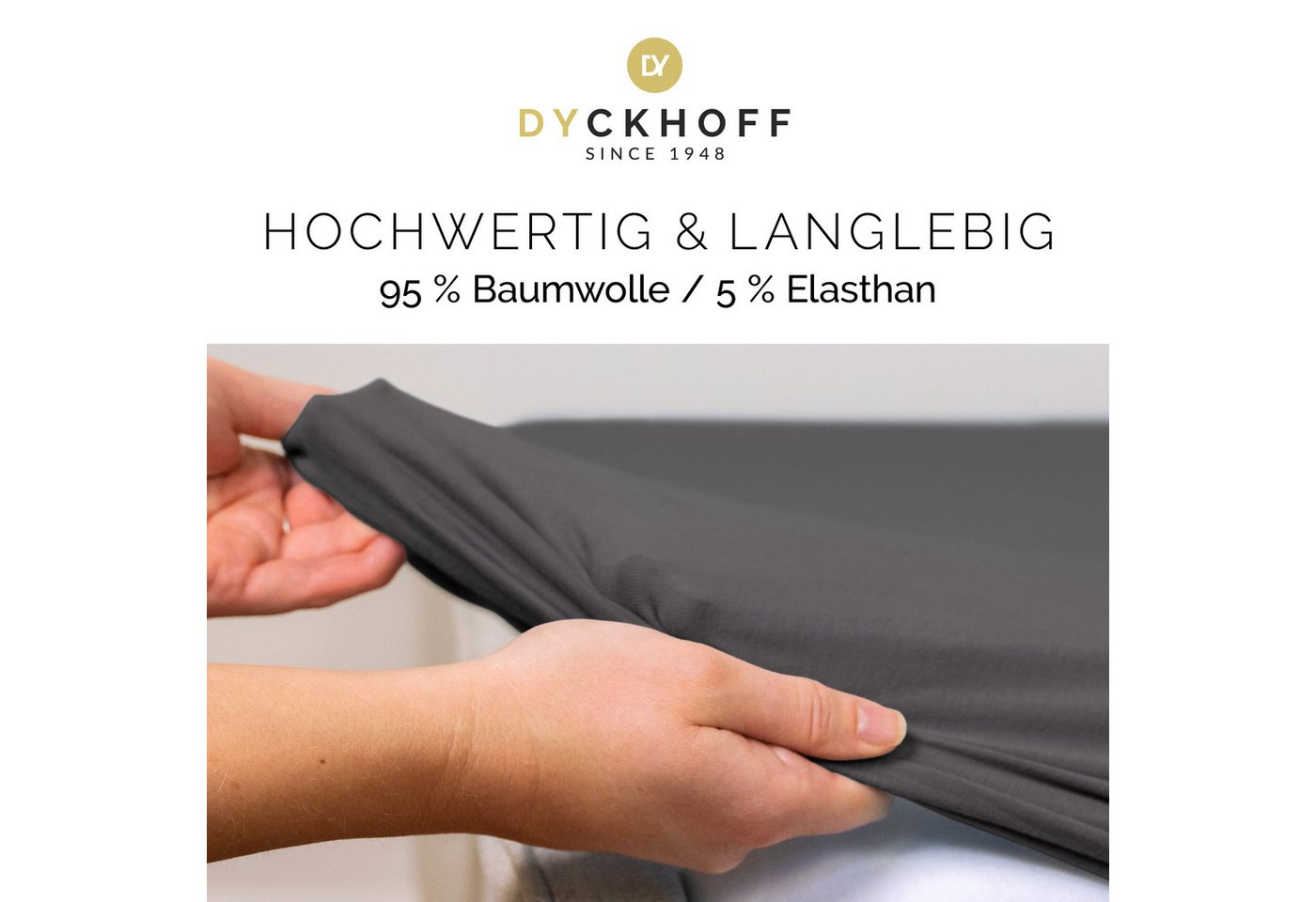 Dyckhoff Spannbettlaken Uni, Jersey, Gummizug: rundum, (1 Stück), Angenehm weich, besonders flexibel, bis 25cm Matratzenhöhe – Bild 5 von 5