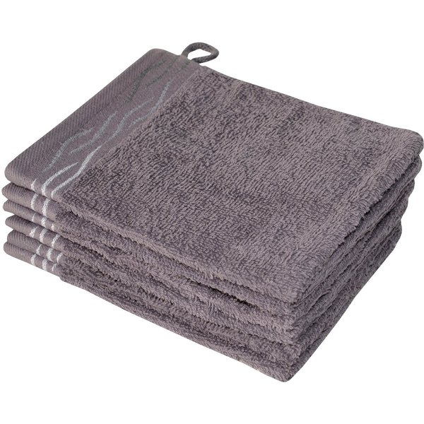 Dyckhoff Waschhandschuh Wave, Frottier (Set, 6-St), mit Jacquard-Bordüre