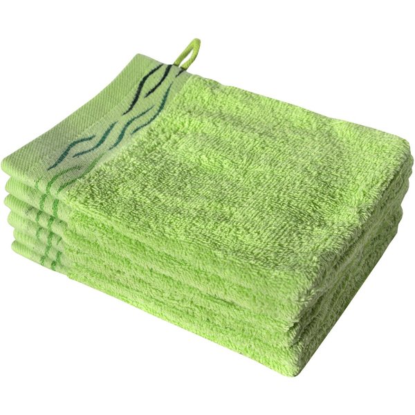Dyckhoff Waschhandschuh Wave, Frottier (Set, 6-St), mit Jacquard-Bordüre