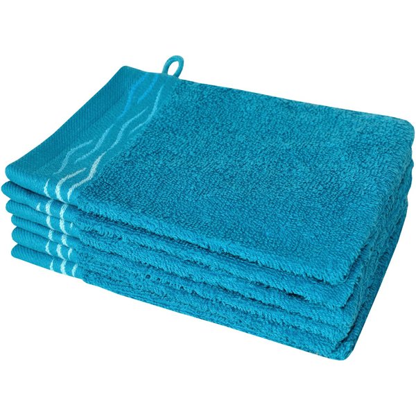 Dyckhoff Waschhandschuh Wave, Frottier (Set, 6-St), mit Jacquard-Bordüre