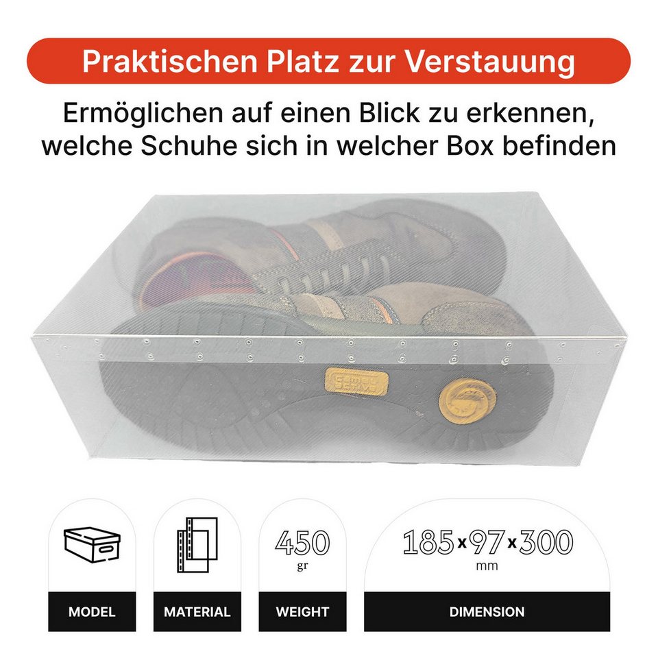 Dynasun Schuhbox Schuhbox PP368T (3 St), Schuhaufbewahrungsbox Platzsparendes, stapelbares Robust, staubfrei – Bild 2 von 5
