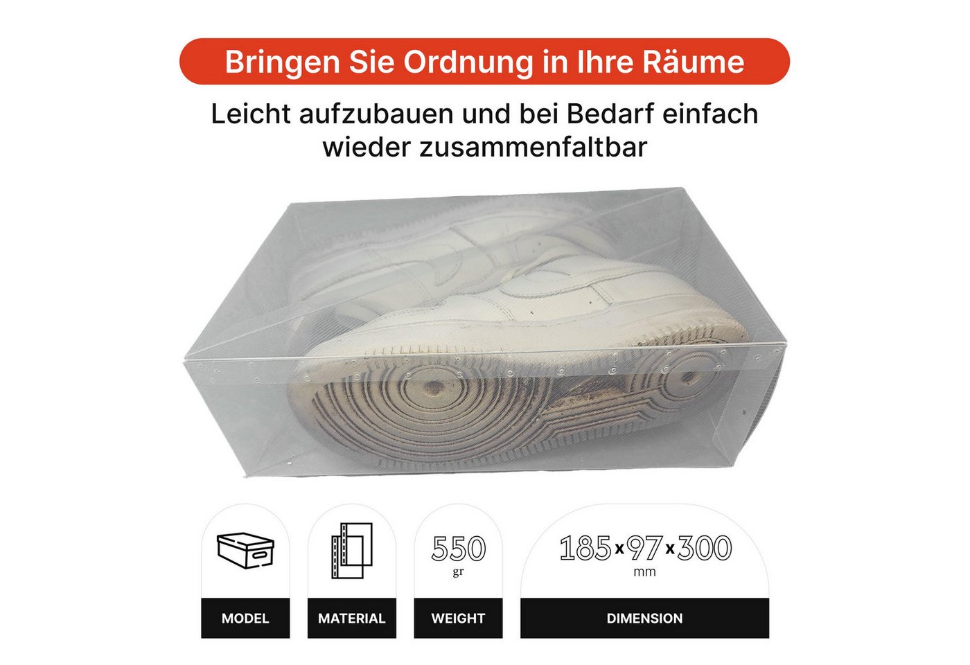 Dynasun Schuhbox Schuhbox PP368TC (3 St), Schuhaufbewahrungsbox Platzsparendes, stapelbares Robust, staubfrei – Bild 2 von 5