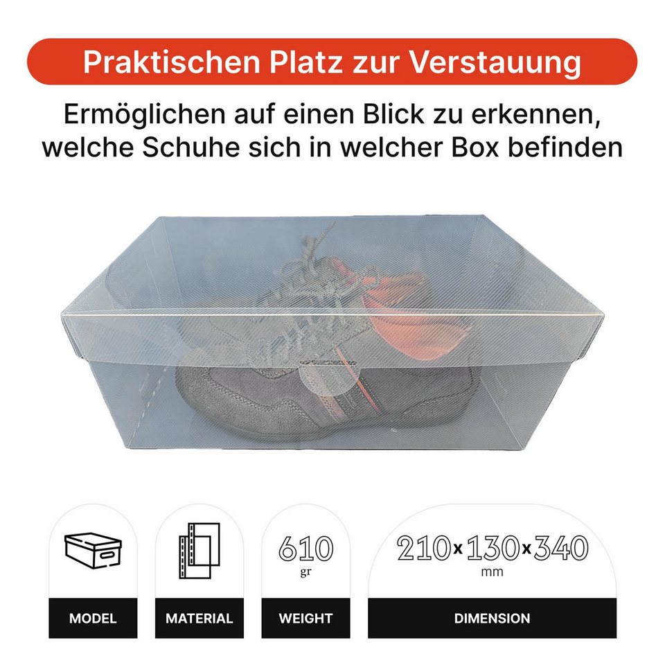 Dynasun Schuhbox Schuhbox PP435 (3 St), Transparente Schuhaufbewahrungsbox Stapelbare und faltbare Box Schuhen – Bild 2 von 5