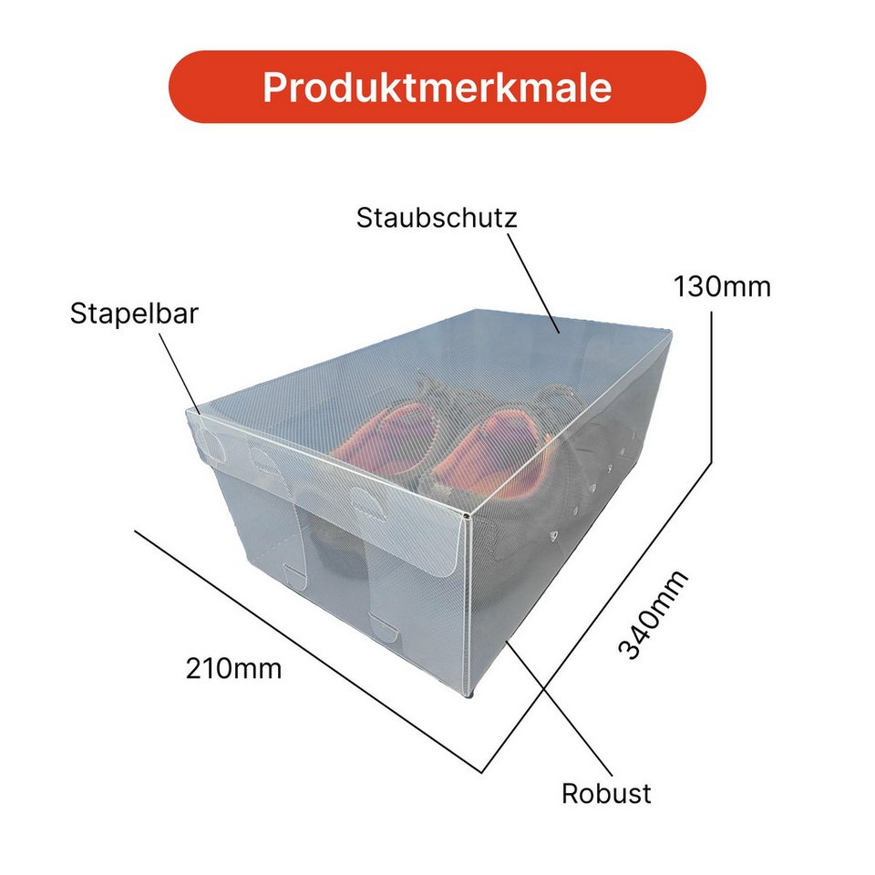 Dynasun Schuhbox Schuhbox PP435 (3 St), Transparente Schuhaufbewahrungsbox Stapelbare und faltbare Box Schuhen – Bild 3 von 5