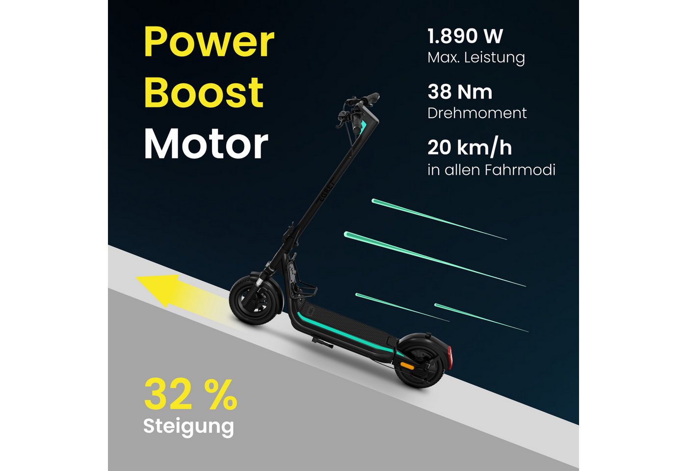 Egret E-Scooter Egret Unit, FEDERUNG, STAURAUM, 100KM Reichweite, 500 W, 20 km/h, mit Straßenzulassung, ≤130kg Traglast, Blinker – Bild 3 von 5