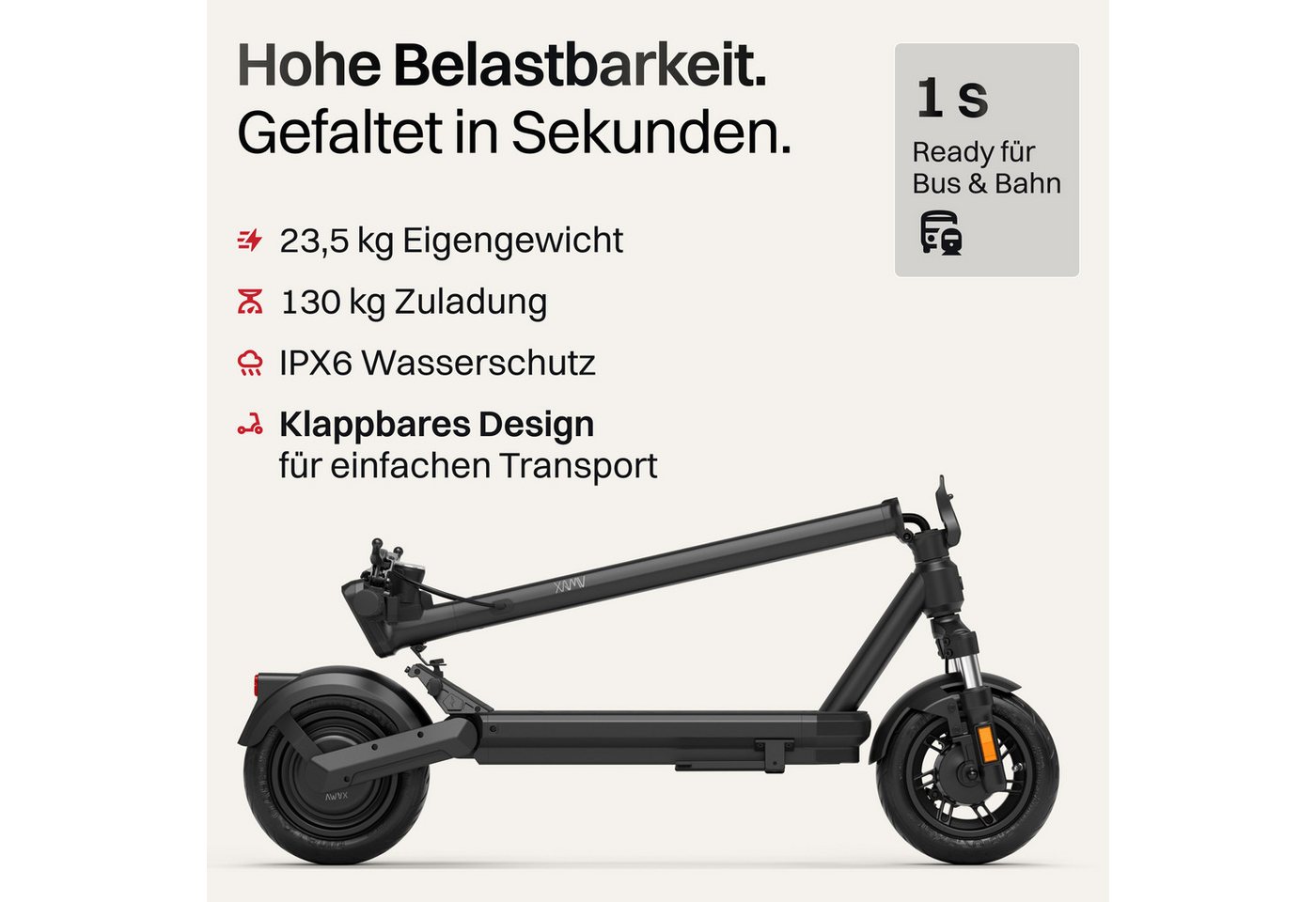 VMAX E-Scooter VMAX VX2 Lite E-Scooter mit Straßenzulassung – bis zu 90 km Reichweite, 500 W – Bild 4 von 5