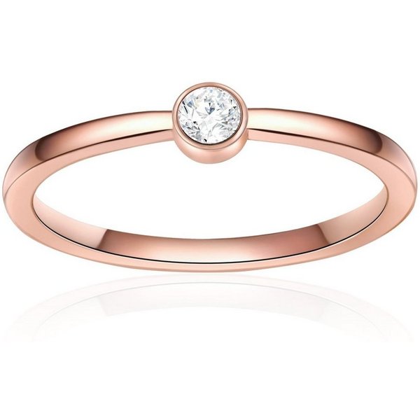 Eastside Fingerring Verlobungsring aus Edelstahl, in rosévergoldet, mit Zirkonia