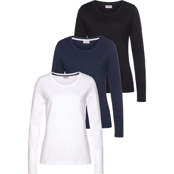 Eastwind Langarmshirt (3er-Pack) Langarm, im Basic-Stil, Rundhalsausschnitt, aus Baumwolle