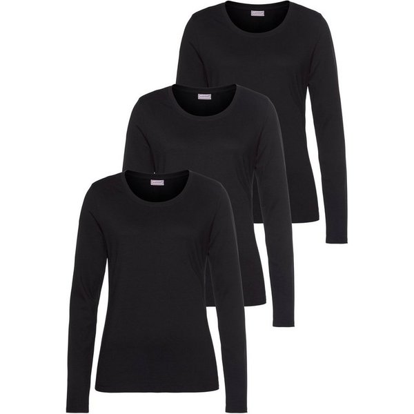 Eastwind Langarmshirt (3er-Pack) Langarm, im Basic-Stil, Rundhalsausschnitt, aus Baumwolle