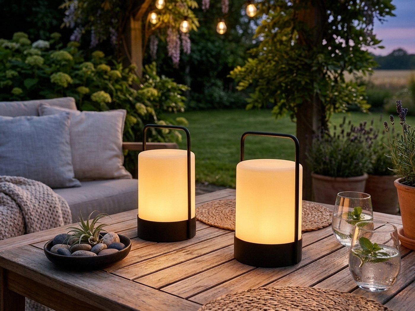 easy! BY FHL LED Außen-Tischleuchte, Farbwechsel, LED fest integriert, Warmweiß, RGB Farbwechsler, LED Flackerlicht Orange, 2er SET Outdoor Solar-licht ohne Str – Bild 2 von 5
