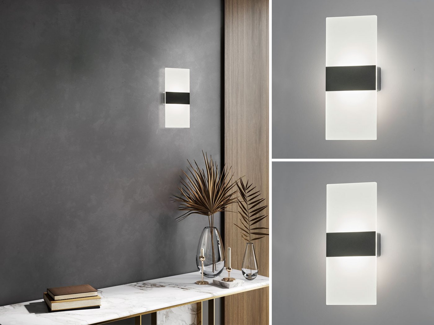 easy! BY FHL LED Wandleuchte, Dimmfunktion, LED fest integriert, Warmweiß, 2er SET kabellose Akku-Lampen Innen, USB aufladbar, Breite 9,5cm – Bild 2 von 5