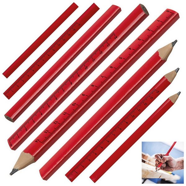 Easy Gifts Bleistift 10 Zimmermannsbleistifte / mit aufgedrucktem Lineal / 17,5cm / Farbe: