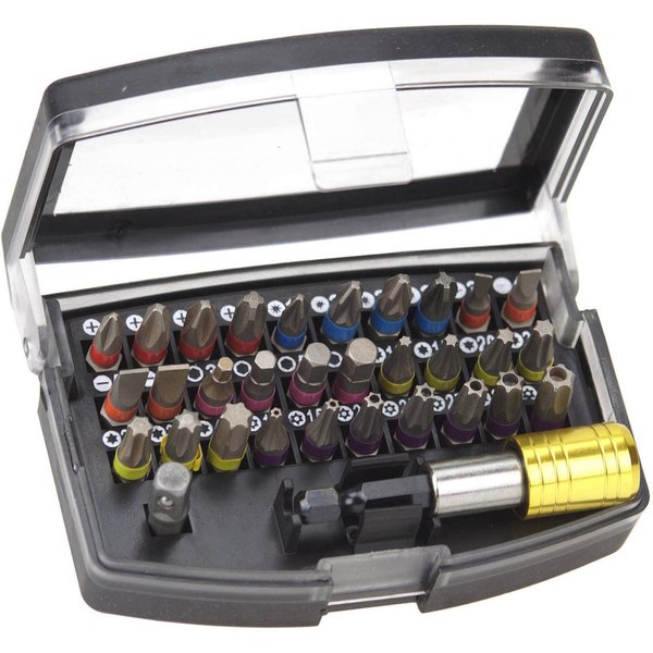 Easy Work Bit-Set Bitbox 32 teilig Bitsatz Bits S2 Stahl mit Farbringen Box mit
