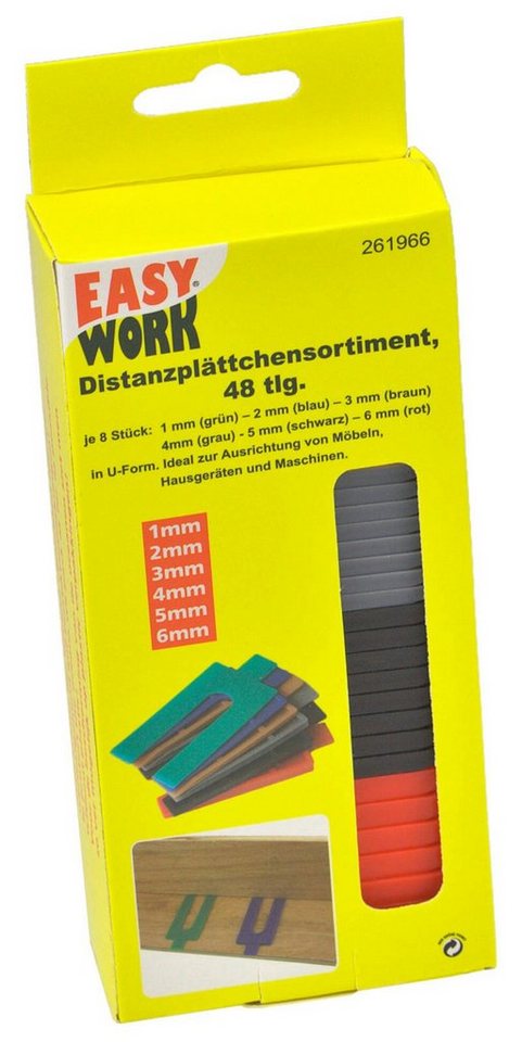 Easy Work Nivellierkeil Distanzplättchen Sortiment 48 teilig Kunststoff Unterlegkeile – Bild 4 von 4