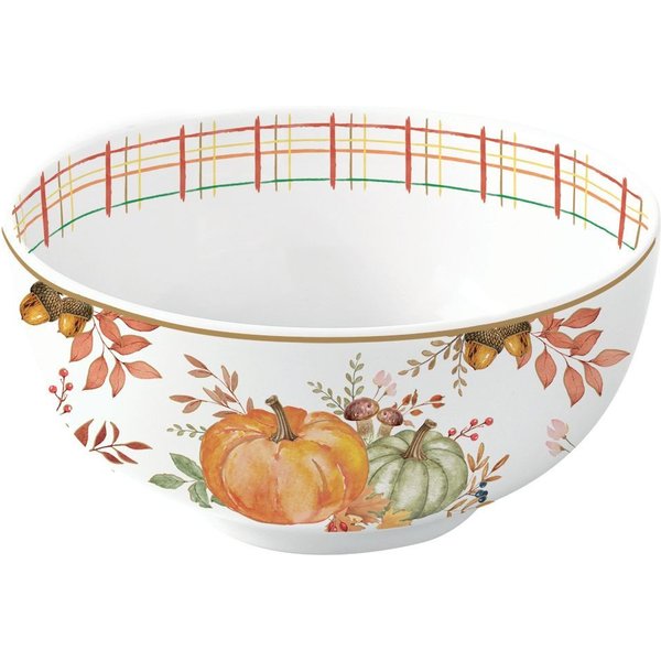 EasyLife Dessertschale Harvest, Porzellan, Spülmaschinengeeignet, Mehrfarbig, Kürbis, Blätter + Karos, H: 5.5cm