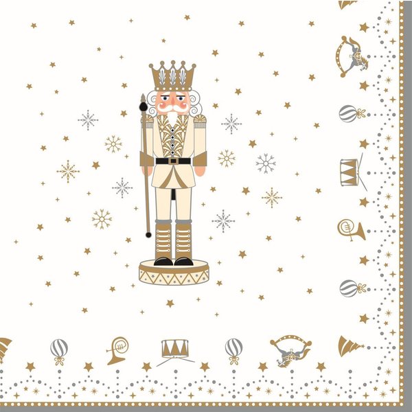 EasyLife Papierserviette Royal Nutcracker, Höhe: 1cm, Farbe: Weiß, Motiv: Nussknacker
