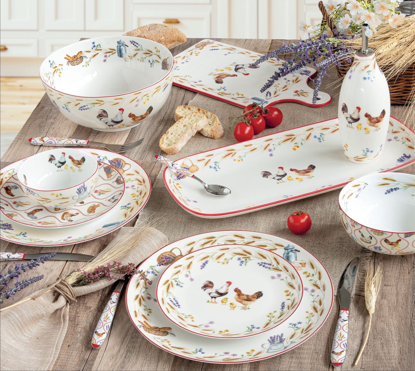 EasyLife Platzset Country Life, Spülmaschinengeeignet, Mehrfarbig, Hühner, H: cm – Bild 2 von 4