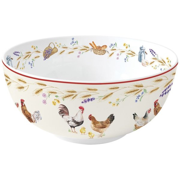 EasyLife Servierschale Country Life, Porzellan, Spülmaschinengeeignet, Mehrfarbig, Hühner, H: 10cm