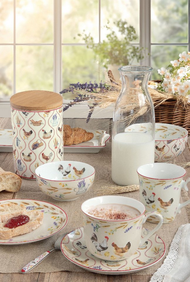 EasyLife Tasse Country Life, Porzellan, Spülmaschinengeeignet, Mehrfarbig, Hühner, H: 9.5cm – Bild 4 von 5