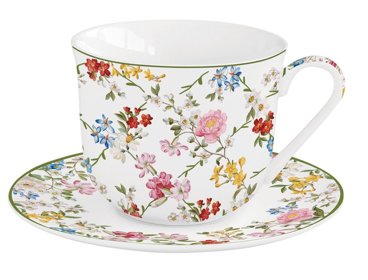 EasyLife Tasse Garden Dreams, Porzellan, Spülmaschinengeeignet, Mehrfarbig, Blumenranken, H: 9.5cm – Bild 3 von 5