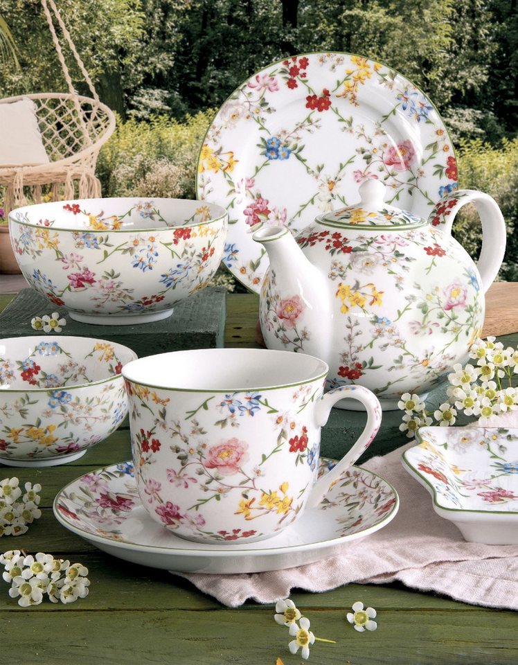 EasyLife Tasse Garden Dreams, Porzellan, Spülmaschinengeeignet, Mehrfarbig, Blumenranken, H: 9.5cm – Bild 5 von 5