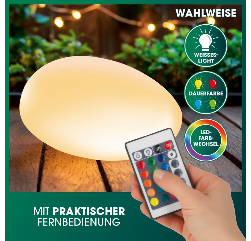 EASYmaxx LED Solarleuchte Deko-Stein Gartenleuchte, Stein Form, Farbwechel für Garten, Terrasse, Balkon – Bild 5 von 5