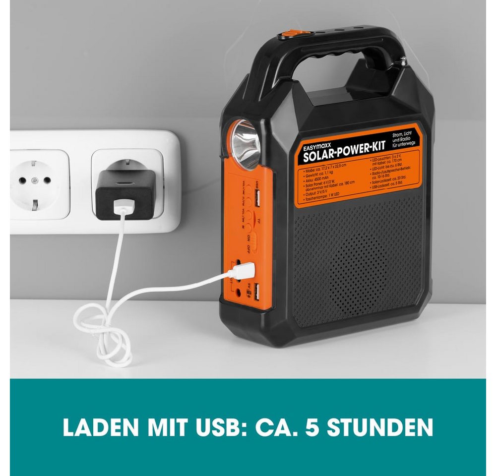 EASYmaxx Stromgenerator Solar-Generator Kit 4500mAh - schwarz/orange – Bild 4 von 5